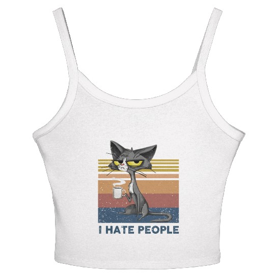 Cat I Hate People Women's Spaghetti Strap Tank Top