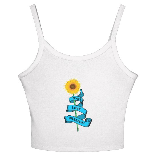 Sunflower Peace love freedom Women's Spaghetti Strap Tank Top
