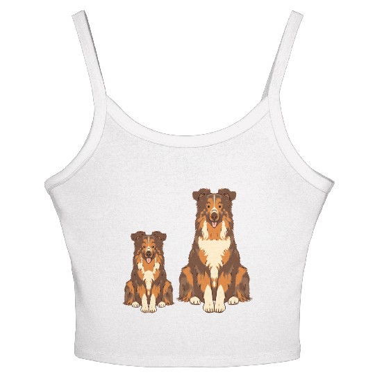 Collie Dog Lover Parent Dad Mom and Son Daughter Women's Spaghetti Strap Tank Top