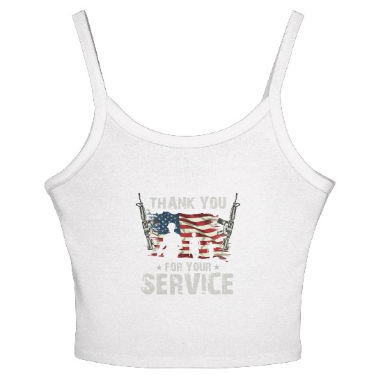 Thank You For Your Service US Flag Veterans Day Women's Spaghetti Strap Tank Top