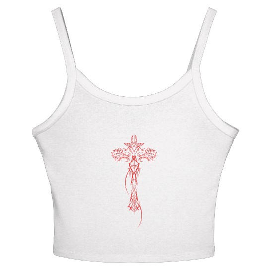 Cyber Crucifix Awesome Cybersigilism For Geometric Women's Spaghetti Strap Tank Top