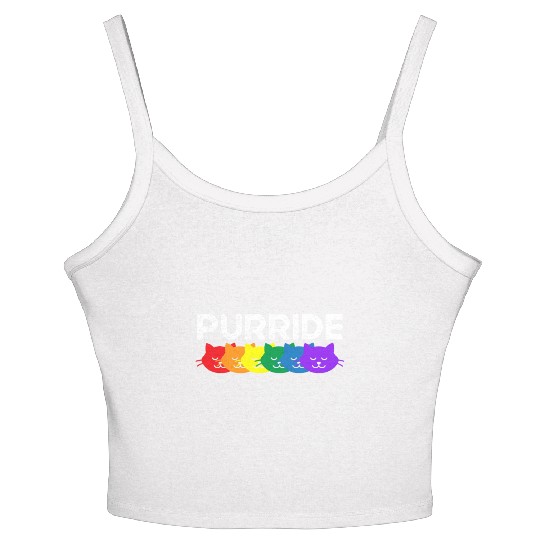 Purride Cat Lover Pride Month Gay Rights Rainbow Women's Spaghetti Strap Tank Top