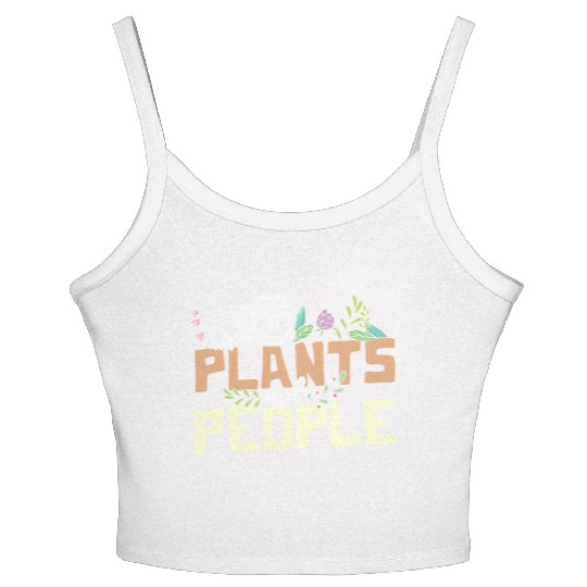 Plants Not People Skulls And Wildflowers Funny Women's Spaghetti Strap Tank Top