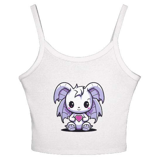 "Kawaii Love Dragon" by ART1SAN Women's Spaghetti Strap Tank Top