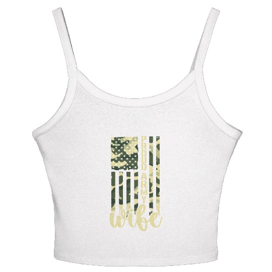 Proud Army Wife American Soldier US Flag Military Women's Spaghetti Strap Tank Top