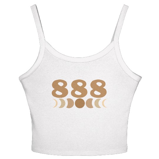 Moon Cycle Brown Angel Numbers 888 Women's Spaghetti Strap Tank Top