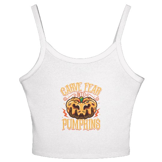 Scary Pumpkin Halloween Costume Autumn Fall Gift Women's Spaghetti Strap Tank Top