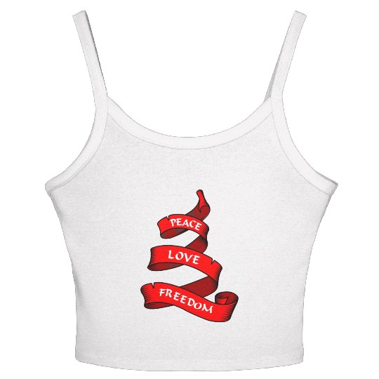 Peace love freedom red Women's Spaghetti Strap Tank Top