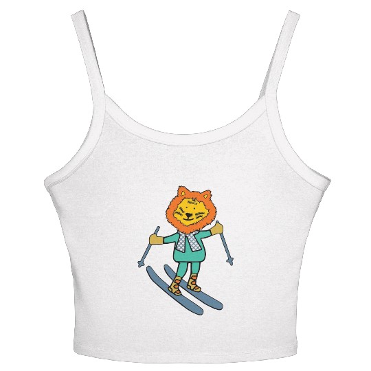 Liger skiing with fancy scarf Women's Spaghetti Strap Tank Top