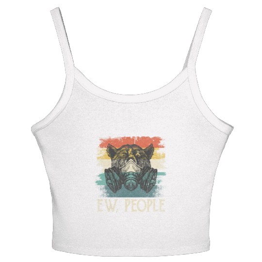 Ew People Bear Funny Introvert Vintage Retro Women's Spaghetti Strap Tank Top