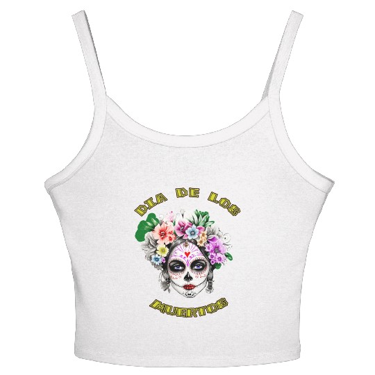flower girl - day of the dead Women's Spaghetti Strap Tank Top