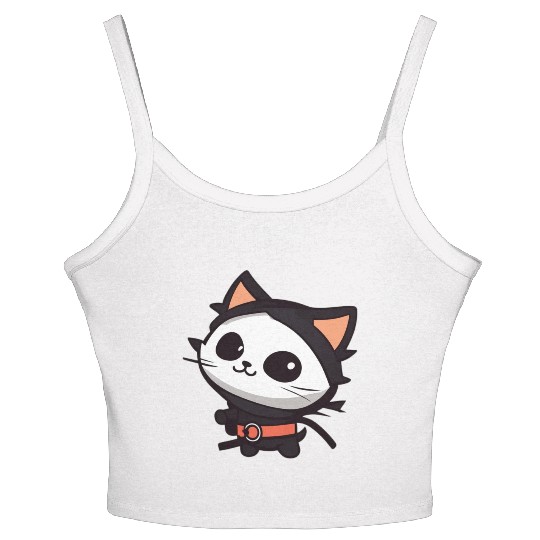 Black Cat Superhero Cartoon Design Women's Spaghetti Strap Tank Top