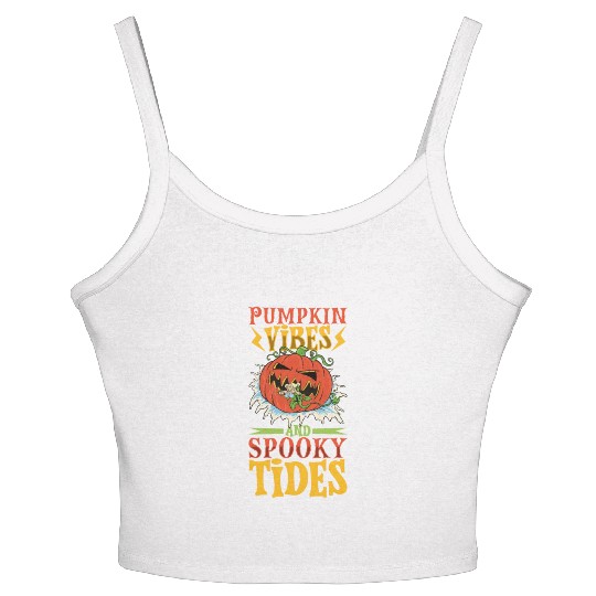 Scary Pumpkin Halloween Costume Autumn Fall Gift Women's Spaghetti Strap Tank Top