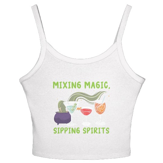Mixing Magic Sipping Spirits Bartender Halloween Women's Spaghetti Strap Tank Top