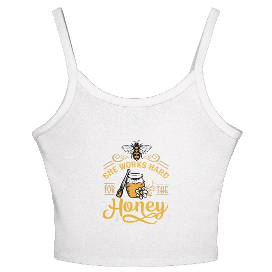 Beekeeper, Bee Hive She Works Hard for the Honey Women's Spaghetti Strap Tank Top