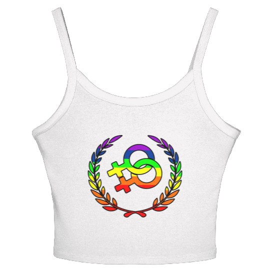 Rainbow lesbians pride logo laurel wreath Women's Spaghetti Strap Tank Top
