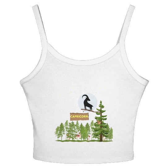 Zodiac Sign Capricorn Astrology Wild Forest Women's Spaghetti Strap Tank Top