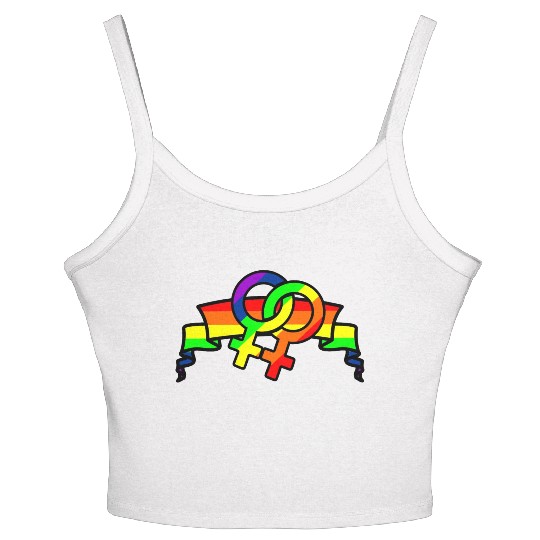 Gender lesbians in rainbow colors Women's Spaghetti Strap Tank Top