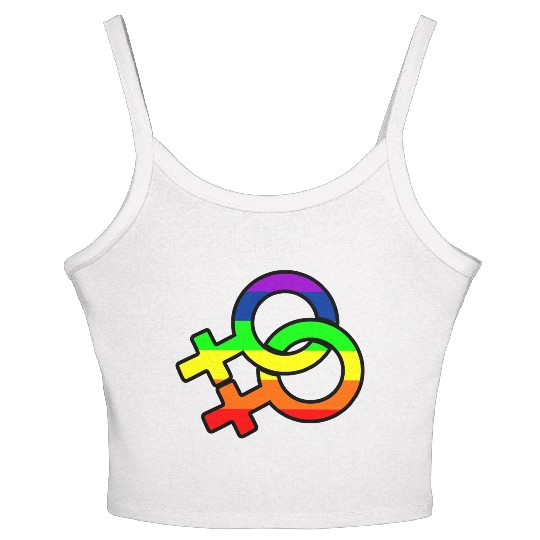 Gender lesbian logo with rainbow Women's Spaghetti Strap Tank Top