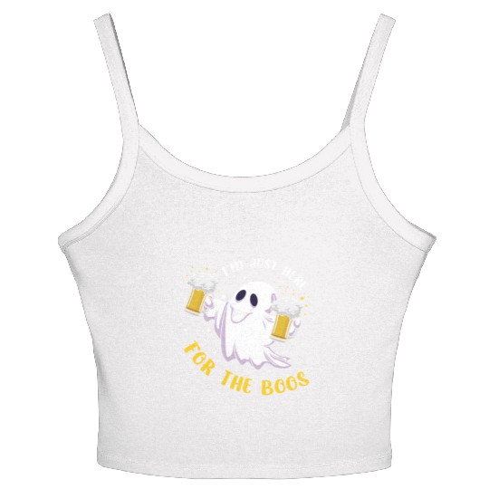 Alcohol Ghost Beer Lover Lazy Creepy Halloween Women's Spaghetti Strap Tank Top