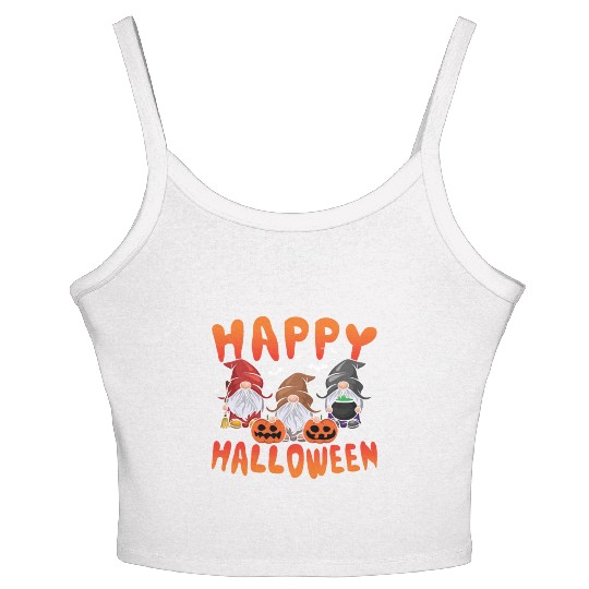 Pumpkin Halloween Gnomes Lazy Creepy Halloween Women's Spaghetti Strap Tank Top