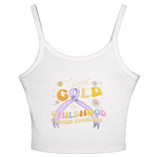 I Wear Gold For Childhood Cancer Awareness Women's Spaghetti Strap Tank Top