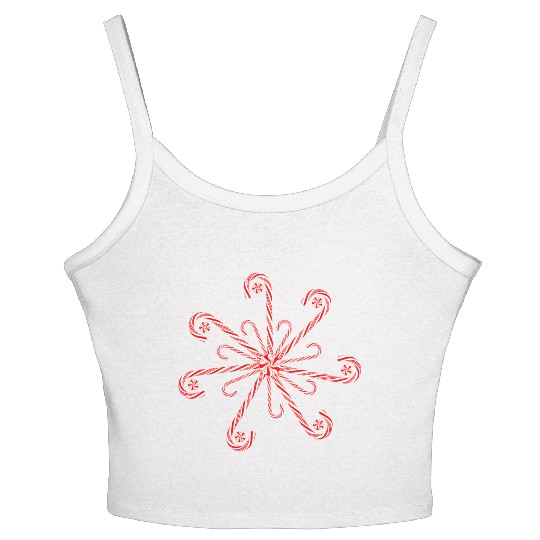 Peppermint Candy Cane Snowflake Women's Spaghetti Strap Tank Top