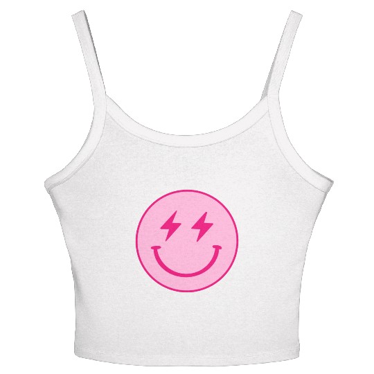 light pink face lightning bolt eyes Women's Spaghetti Strap Tank Top