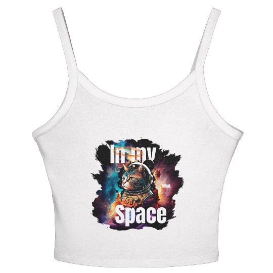 In my Mind Space Cat Astronaut Animal Pets Lover Women's Spaghetti Strap Tank Top