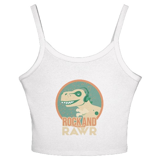 Rock & Rawr Vintage Dinosaur T-Rex Music Japanese Women's Spaghetti Strap Tank Top