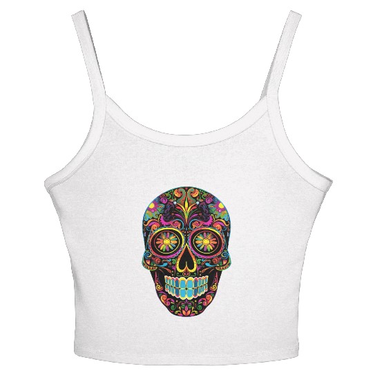 Neon Sugar Skull: Jack Skellington Design Women's Spaghetti Strap Tank Top