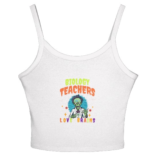 Halloween Biology Teachers Love Brains Women's Spaghetti Strap Tank Top