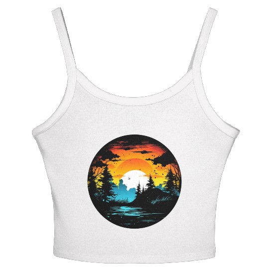 Riverside Twilight in the Forest Women's Spaghetti Strap Tank Top