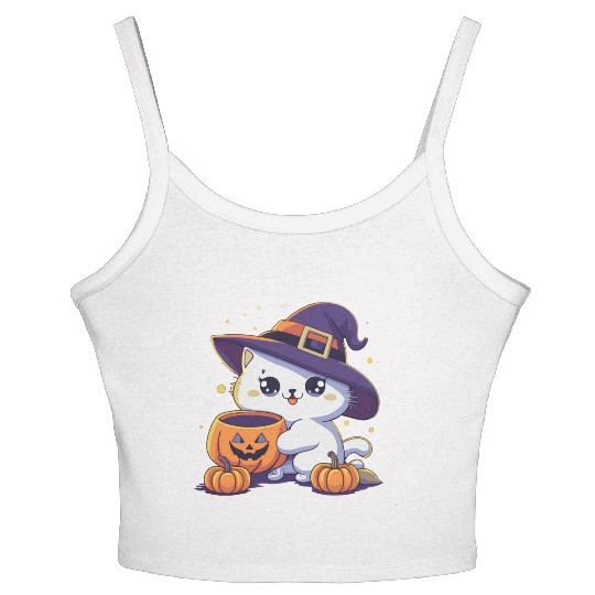 Cute Cat Halloween 3 Women's Spaghetti Strap Tank Top
