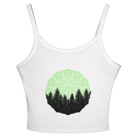 Green Forest Mandala Pacific Northwest Women's Spaghetti Strap Tank Top