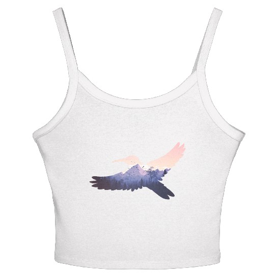 Hummingbird Bird Mountains Fly Nature Paradise Women's Spaghetti Strap Tank Top