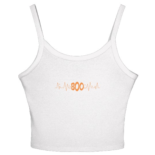 Boo Heart Beat Rate Happy Halloween Scary Night Women's Spaghetti Strap Tank Top