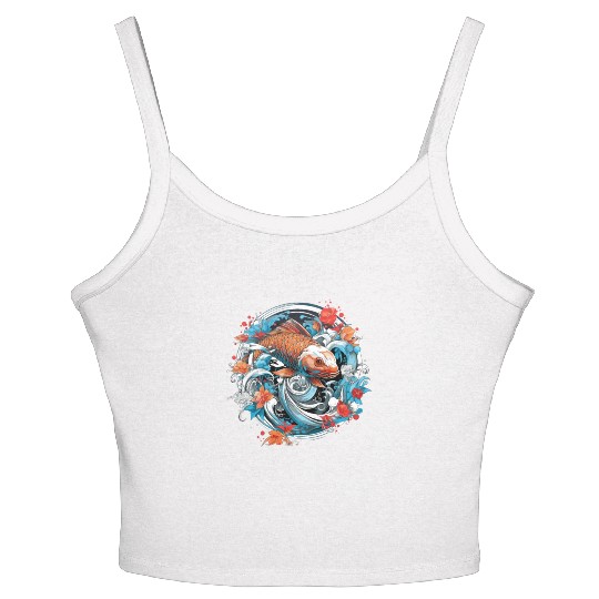 Koi Fish Koi Carp Japanese Koi Garden-Pond Koi Women's Spaghetti Strap Tank Top