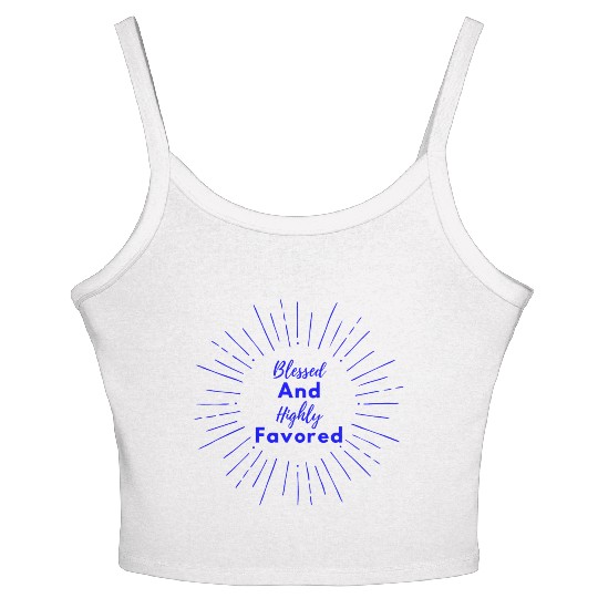 Blessed and Highly Favored Blue Women's Spaghetti Strap Tank Top