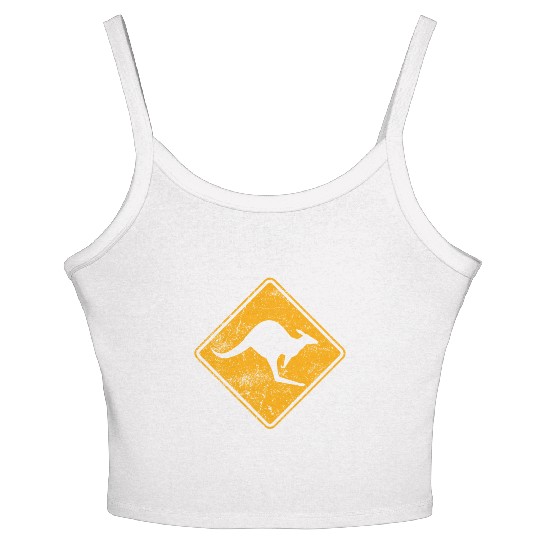 Outback Kangaroo Crossing Road Sign Women's Spaghetti Strap Tank Top