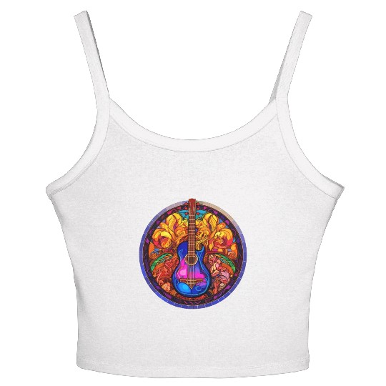 I love Guitar and Stained Glass Art - Funny and Un Women's Spaghetti Strap Tank Top