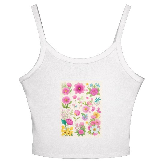 Buttercup and Marigold Spring Flowers Women's Spaghetti Strap Tank Top