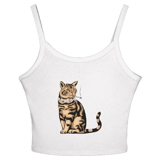 Cat Smoking Women's Spaghetti Strap Tank Top