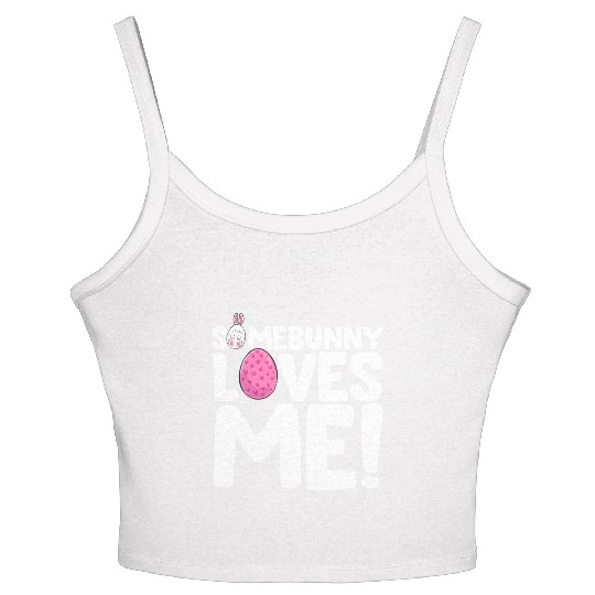 Somebunny Loves Me Easter Bunny Egg Quote Women's Spaghetti Strap Tank Top