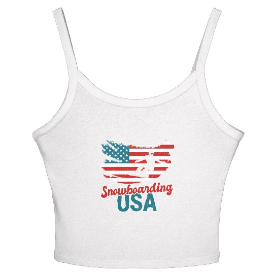 Snowboarding USA America Flag Snowboard Women's Spaghetti Strap Tank Top