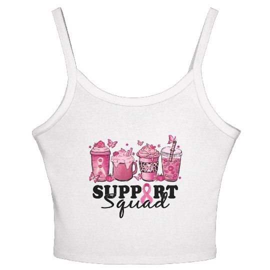 breast cancer coffee support squad Women's Spaghetti Strap Tank Top