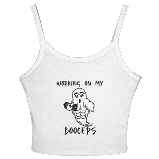 ghost halloween gym muscle power Women's Spaghetti Strap Tank Top