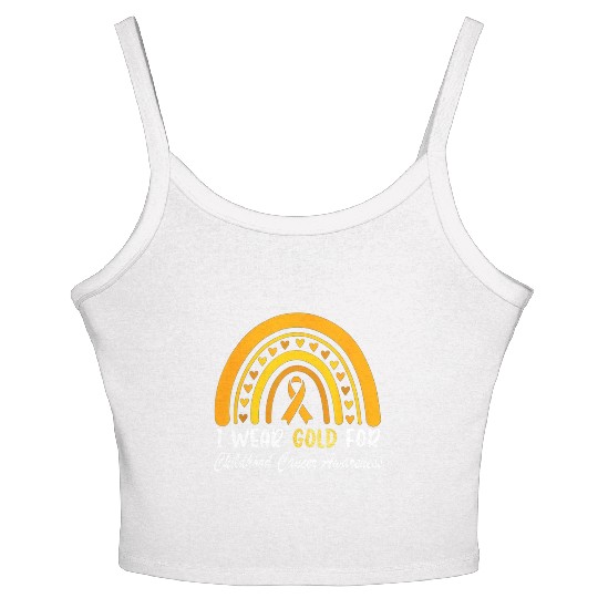 I Wear Gold For Childhood Cancer Awareness Women's Spaghetti Strap Tank Top