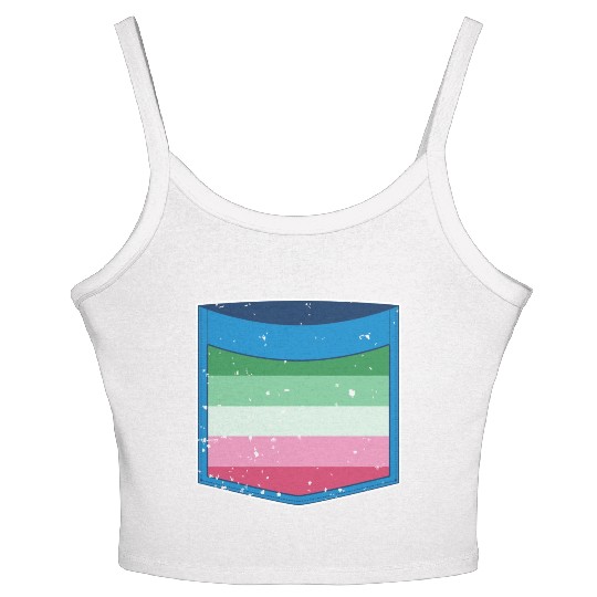Abrosexual flag breast pocket LGBT Abrosexual Women's Spaghetti Strap Tank Top