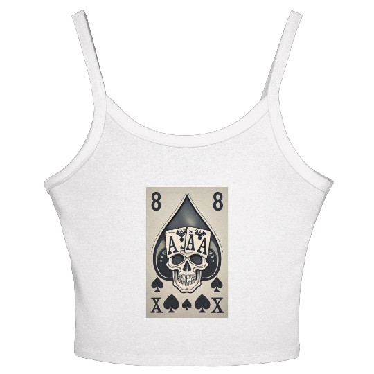 card with skeleton head (halloween design) Women's Spaghetti Strap Tank Top